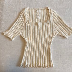 Cream stretch top
